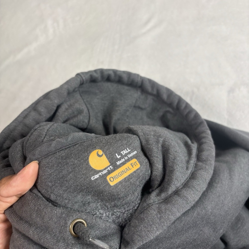 Carhartt Original Fit Grey Rain Defender LS Fleece Hoodie Men's Large Tall - Picture 4 of 10